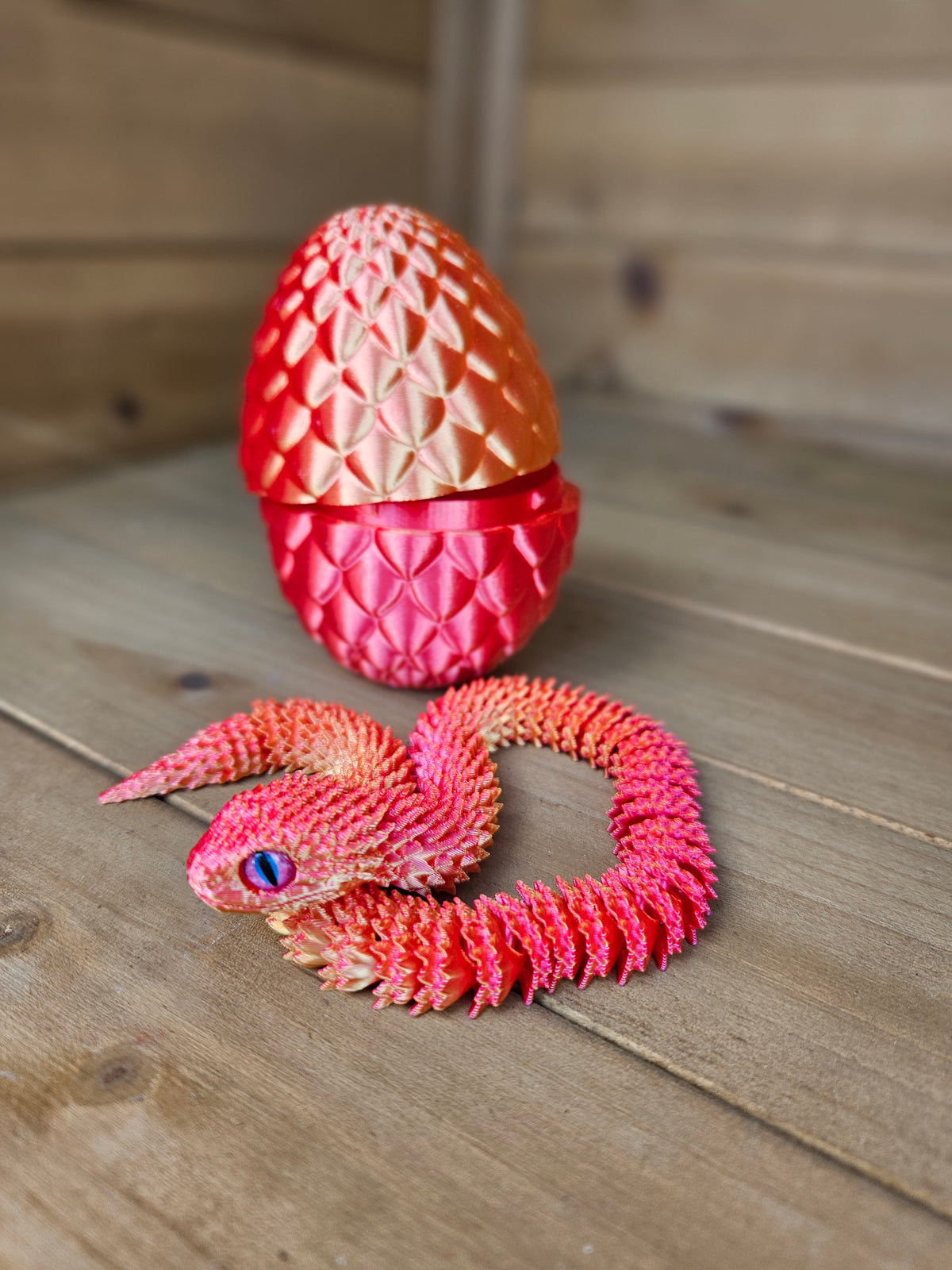 3D Snake & Egg Red/Orange