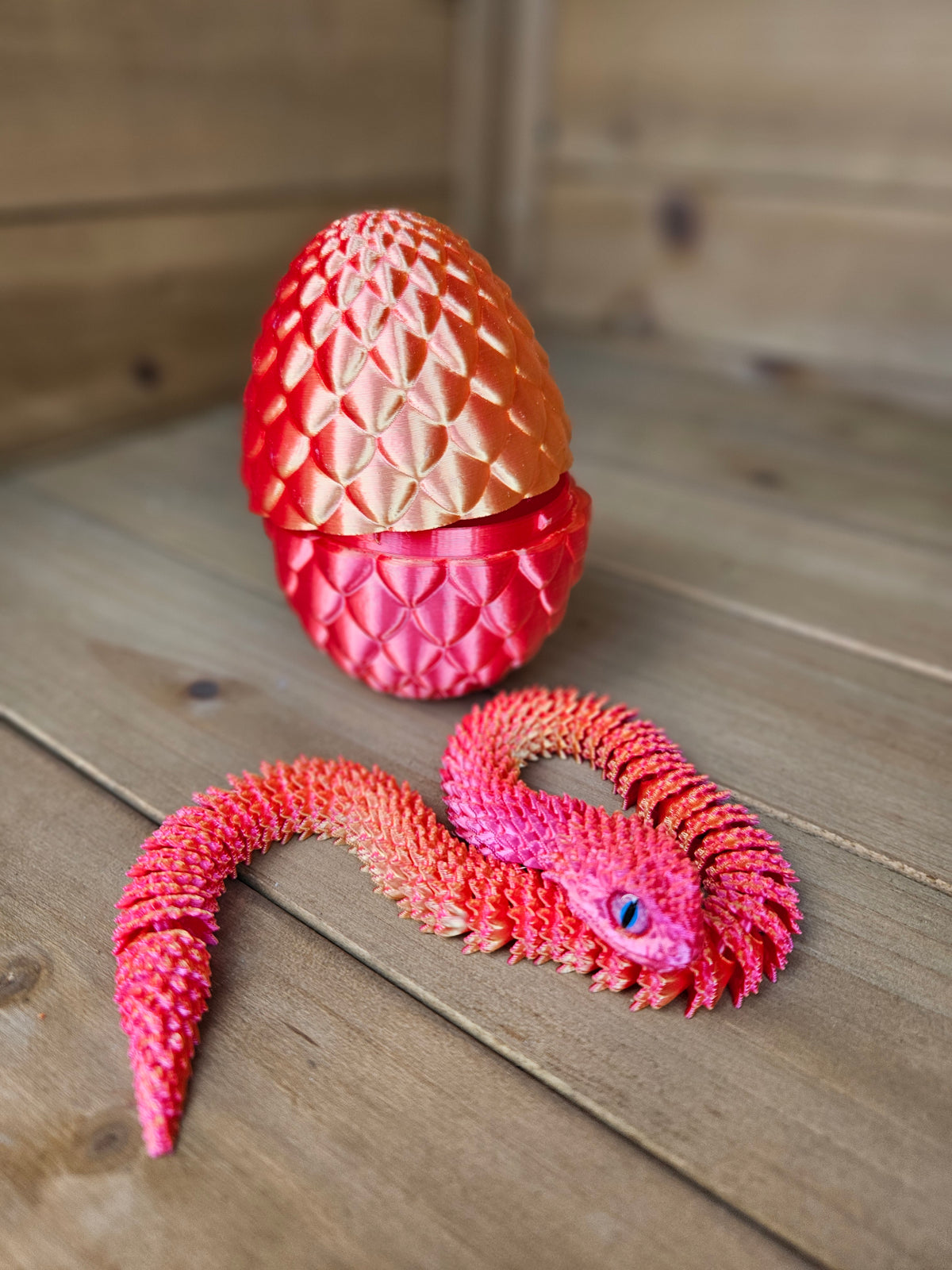 3D Snake & Egg Red/Orange